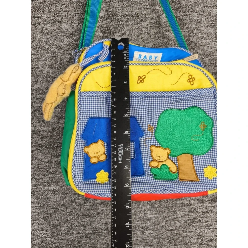 Vintage‎ Baby Connection Diaper Bag Teddy Bear Applique Colorblock Nursery Tote